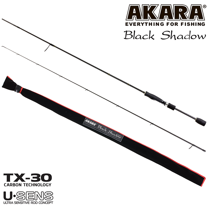 Спиннинг штекерный (угольный) 2 колена Akara SL1001 Black Shadow 802MLF TX-30 (3,5-10,5) 2,44 м; SL1001-244 — изображение 2