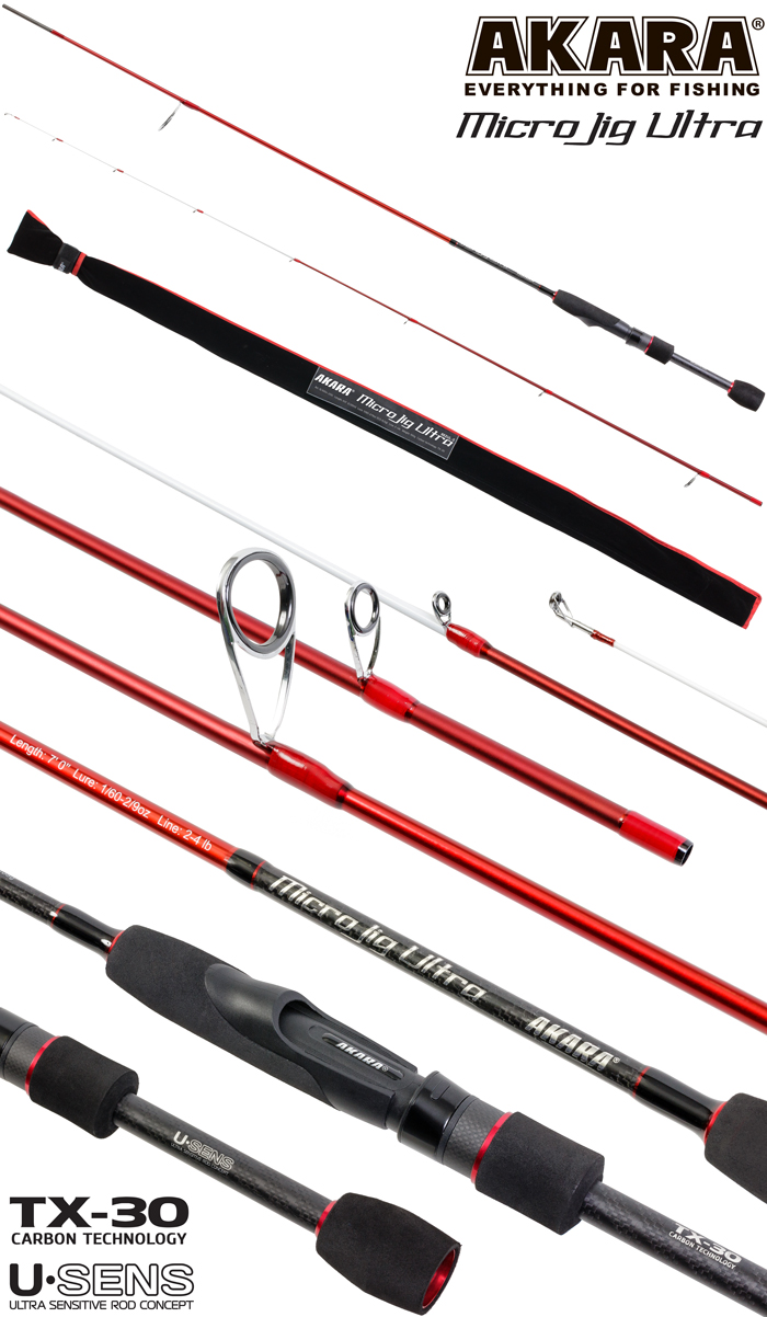 Спиннинг штекерный (угольный) 2 колена Akara SL1004 Micro Jig Ultra 662UL-S TX-30 (0,5-6) 2,0 м; SL1004-200 — изображение 3