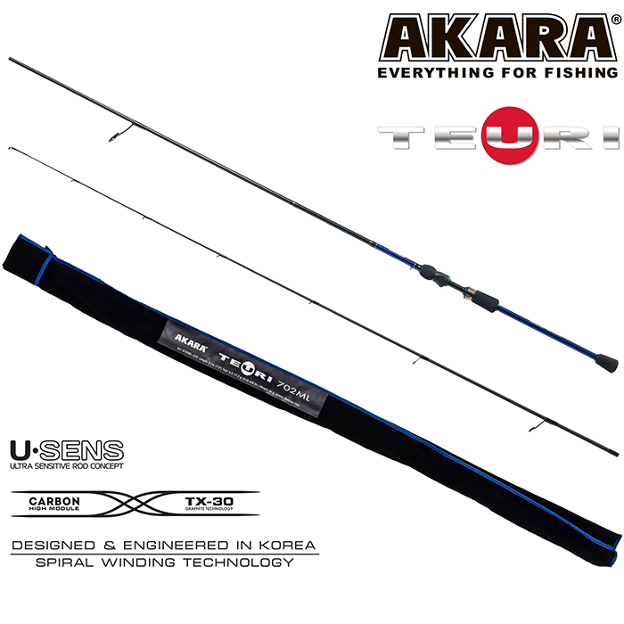 Спиннинг штекерный (угольный) 2 колена Akara Teuri MLS802 TX-30 (5,5-17,5) 2,44 м; S802ML-244 — изображение 2