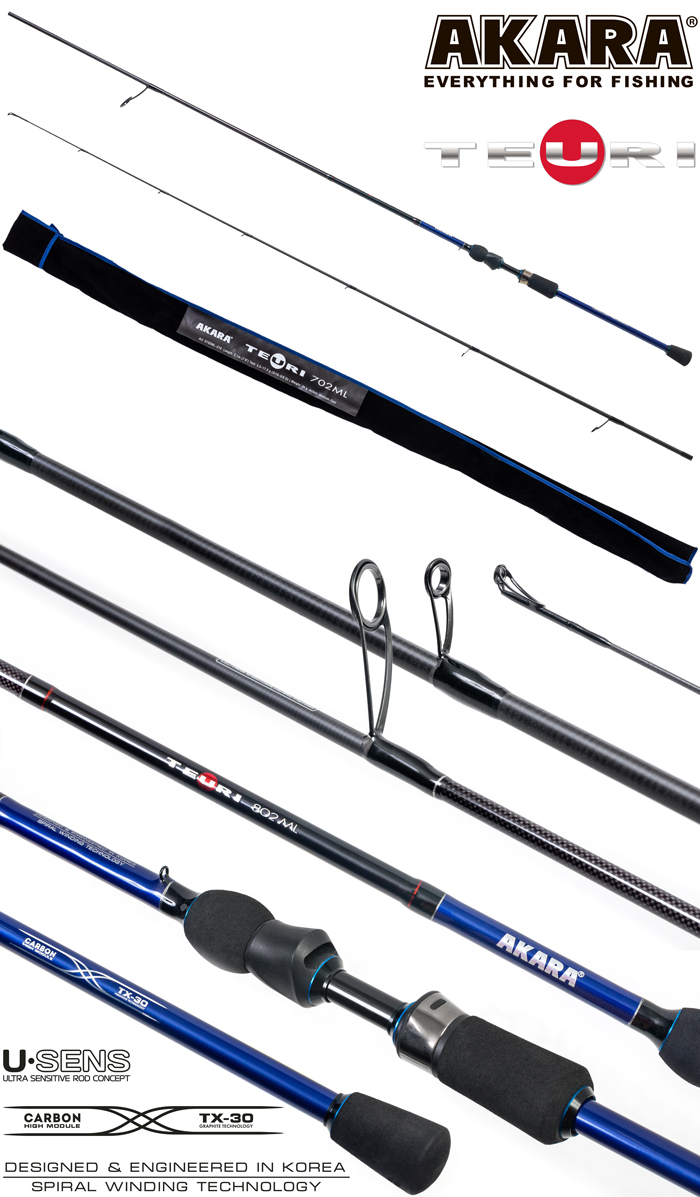 Спиннинг штекерный (угольный) 2 колена Akara Teuri MLS802 TX-30 (5,5-17,5) 2,44 м; S802ML-244 — изображение 3