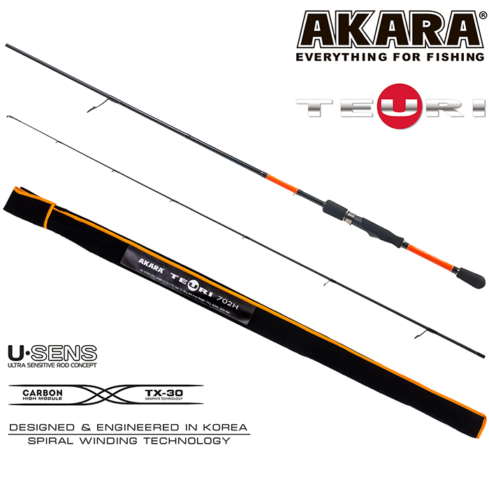 Спиннинг штекерный (угольный) 2 колена Akara Teuri HS702 TX-30 (21-56) 2,1 м; S702H-210 — изображение 2