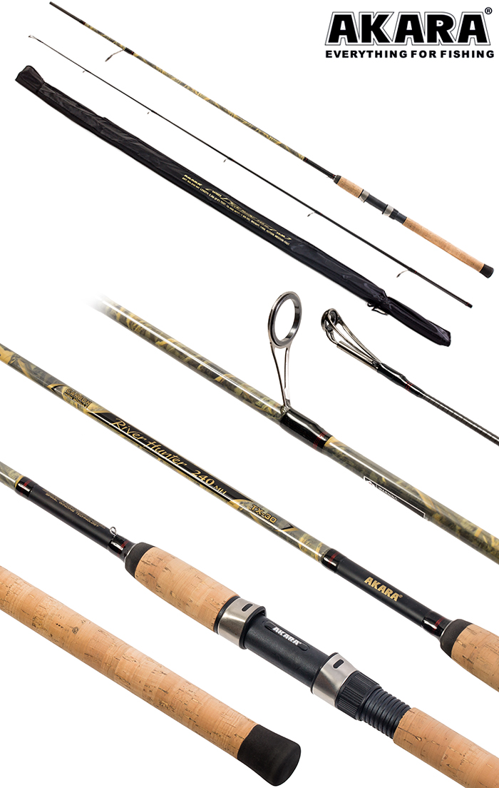 Спиннинг штекерный (угольный) 2 колена Akara River Hunter MH (10-45) 2,4 м; RH-240MH — изображение 2