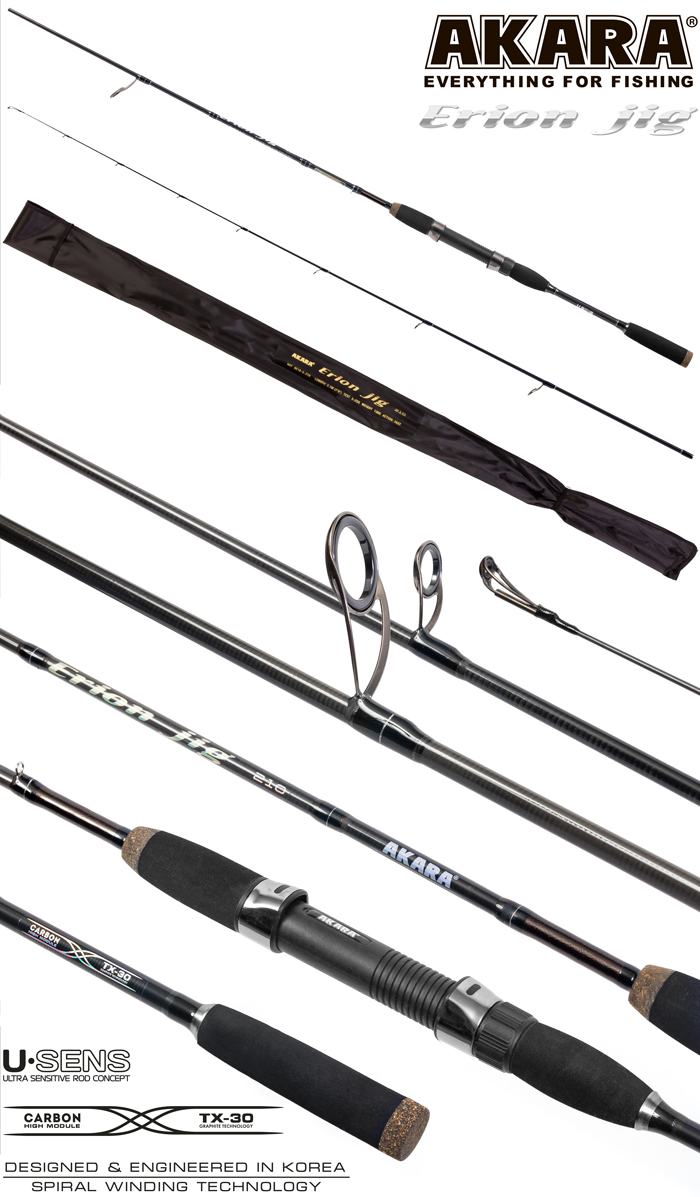 Спиннинг штекерный (угольный) 2 колена Akara Erion Jig TX-30 (2-8) 2,28 м; AE19-2-228 — изображение 2