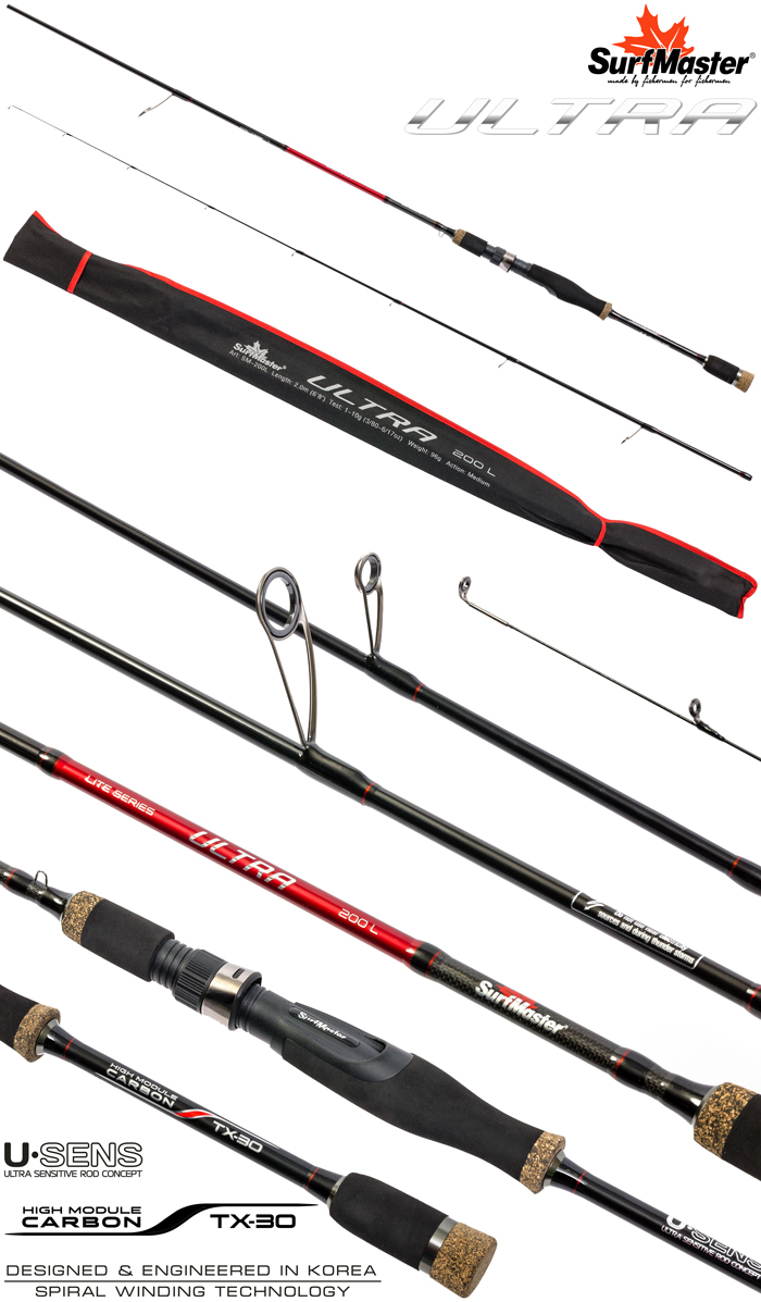 Спиннинг штекерный (угольный) 2 колена Surf Master Ultra L (1-10) 2,2 м; SM-220L — изображение 2